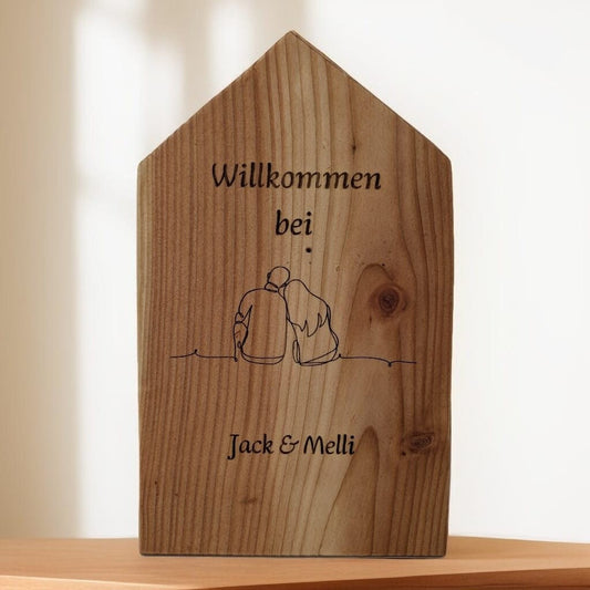 Handgefertigtes Deko-Holz-Häuschen 25x16 cm - Personalisiertes Geschenk